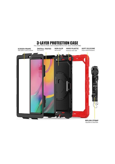 Newface Samsung Galaxy T510 Tab A 10.1 Kılıf Pars Tablet Kapak - Kırmızı Tablet Kılıfı