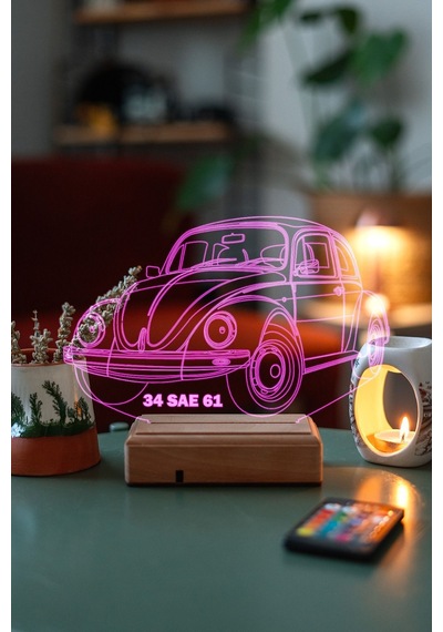 Sevgiliye Hediye Vosvos Araba Masaüstü 3D Led Lamba