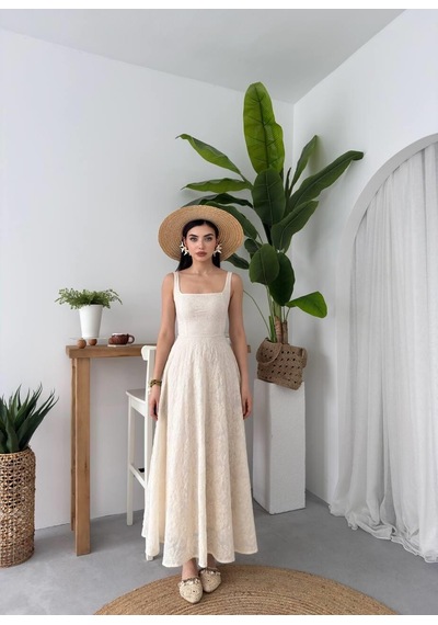 Nils Butik Krem Dantel Dokulu Salaş Maxi Elbise-nişan-nikah-mezuniyet-özel Davet Açık Bej Nils Butik Krem Dantel Dokulu Salaş Maxi Elbise-nişan-nikah-mezuniyet-özel Davet Açık Bej