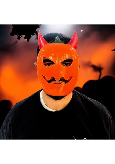 Vıp Halloween Mask Vıp Cadılar Bayramı Turuncu Bal Kabağı Korku Maskesi Parti Maskesi The Mask Standart