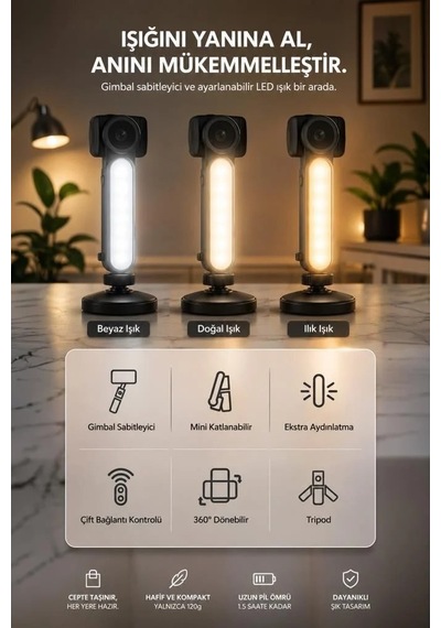 Özel Üretim Cihaz Tutucu Çekim Aparatı Görüntü Aleti Tripod Profesyonel Gimbal L09 Siyah