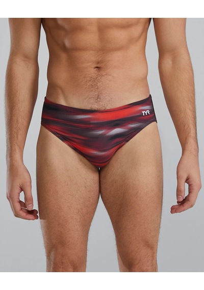 Tyr Durafast Lite Erkek Brief Mayo - Techno Wave Kırmızı - Siyah