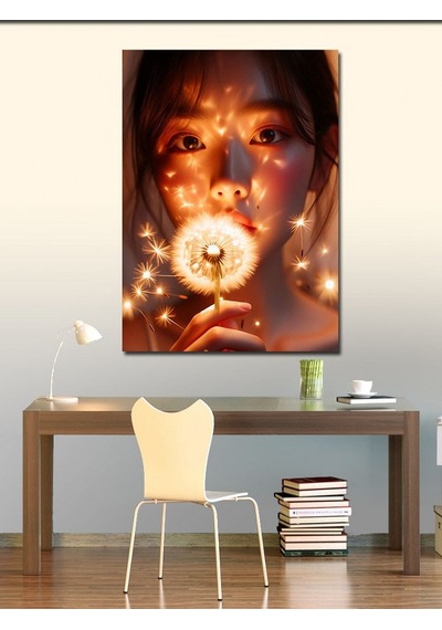 Kanvas Tablo Püf Çiçeği Ve Kadın 50cmx70cm