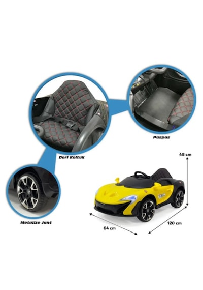 Quantum Gt 12 Volt Akülü Araba Uzaktan Kumandalı Spor Çocuk Arabası Sarı