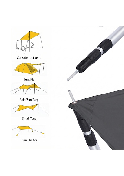 Funky Chaırs 2 Adet Ayarlanabilir Teleskopik Alüminyum Tarp Tente Çadır Direği 230 Cm Gri