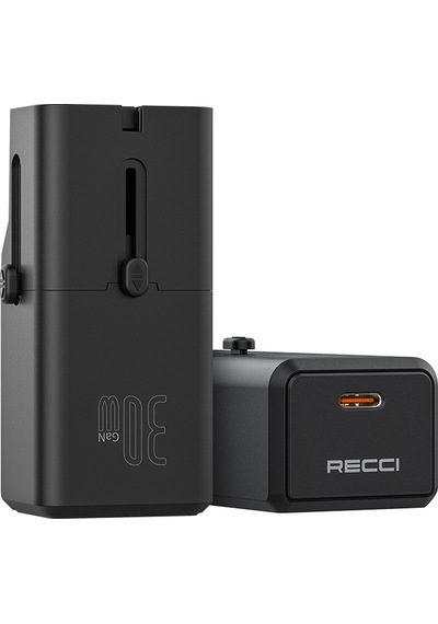 Recci Rcg-p07 Çoklu Universal Us/uk/eu/au Uyumlu Şarj Adaptörü 30w Siyah