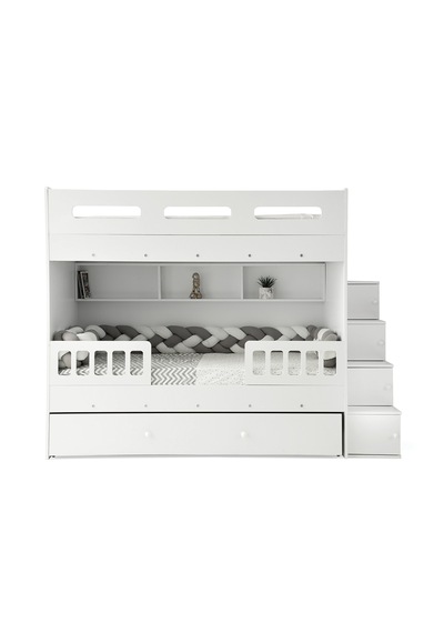 Buket Mdf Çelik Profilli Yavrulu Ranza Beyaz M1 90 X 190 CM