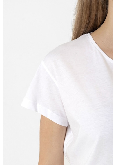 Beyaz Kadın Basic Bisikletyaka Tshirt Beyaz