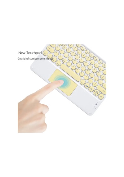 Tüm Cihazlara Uyumlu Akıllı Taşınabilir Şarj Edilebilir Kablosuz Bluetooth Klavye Mause Pad Sarı - 588921236