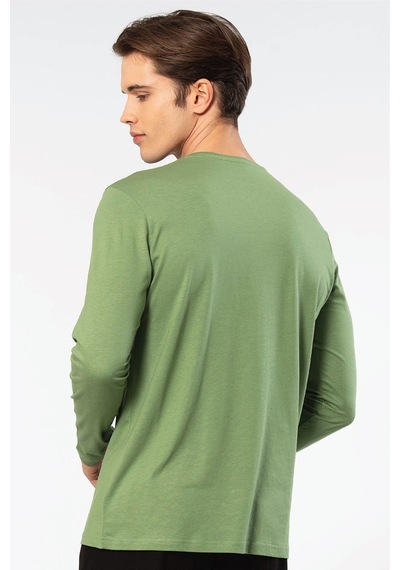 Cacharel Erkek Modal Pamuk Bisiklet Yaka T-shirt 2242/yeşil Yeşil