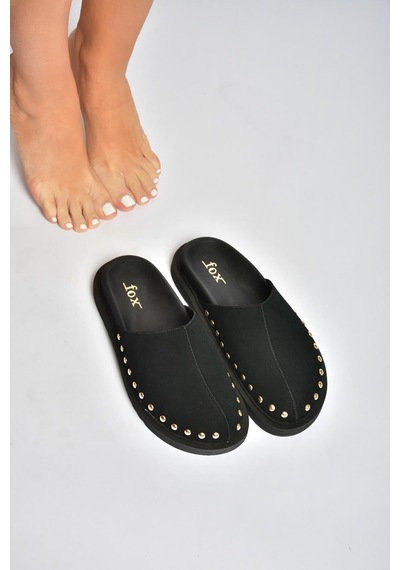 Fox Shoes Y918132902 Siyah Süet Önü Kapalı Sabo Terlik