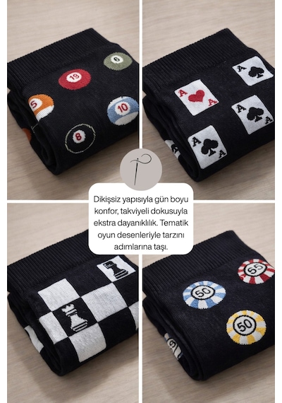 Socketta 4'lü Karışık Renk Erkek Fashion Pamuk Dikişsiz Takviyeli Gaming Soket Çorap - Premium Siyah Socketta 4'lü Karışık Renk Erkek Fashion Pamuk Dikişsiz Takviyeli Gaming Soket Çorap - Premium Siyah
