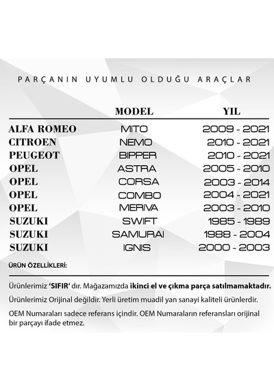 Fiat Doblo, Citroen Nemo İçin Hava Filtre Kazan Lastik Seti 3'lü