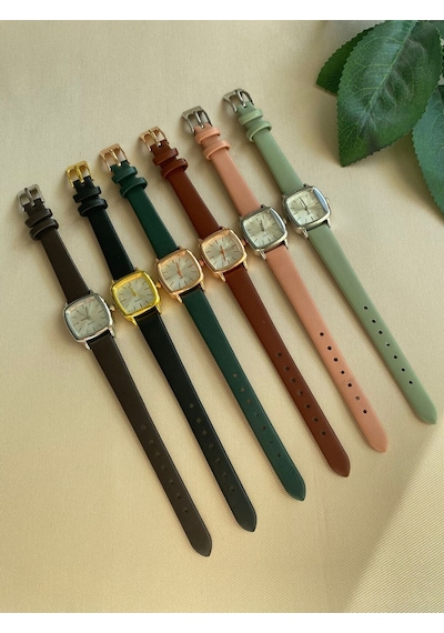 Rub061 25 Mm Rubsey Retro Minimal Deri Kordon Vintage Kadın Kol Saati Siyah