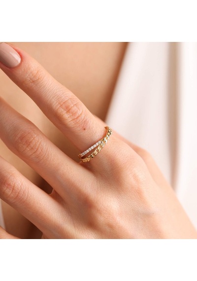Altın Gurmet Yüzük 14K Çift Sira 530501144