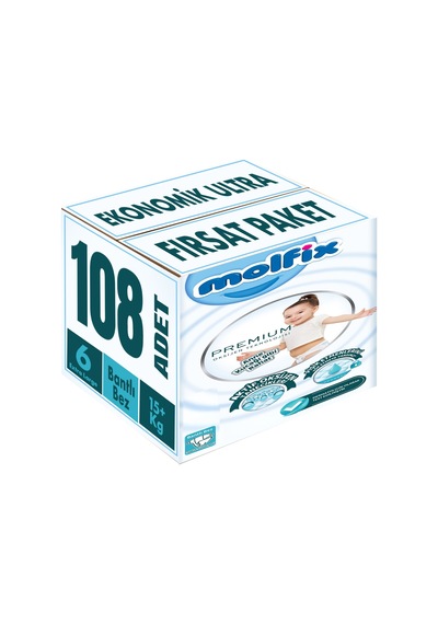 Molfix Premium Bebek Bezi Beden:6 15+kg Extra Large 108 Adet 2'li