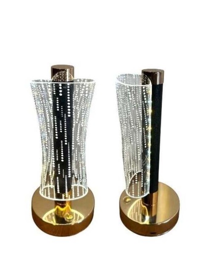 Dekoratif Infinity Wave Masa Lambası Yansımalı Silindir Led Altın