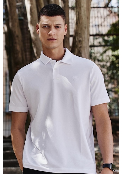 Tommy Life Beyaz Basic Göğüs Logolu Standart Kalıp Triko Polo Yaka Erkek T-shirt - 87768 Beyaz