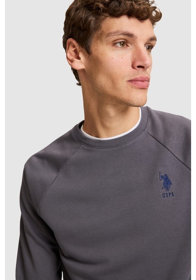 U.S. Polo Assn. Erkek Gri Bisiklet Yaka Regular Fit Basic Sweatshirt 50329441-vr024