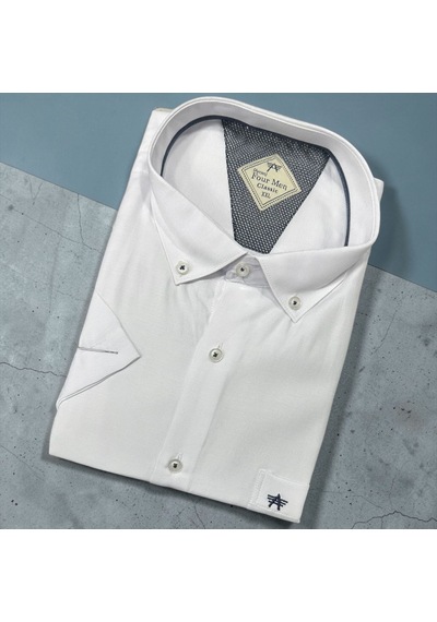 Eren Style Linen Keten Klasik %100 Cotton Kısa Kollu Terletmeyen Gömlek Beyaz