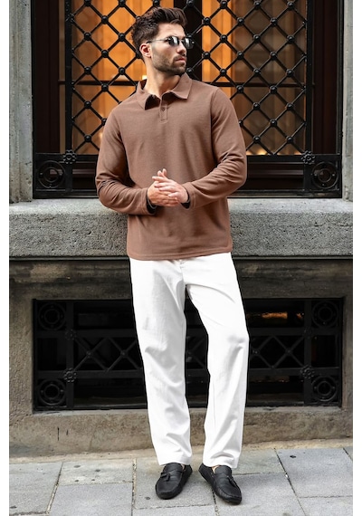 Madmext Vizon Gömlek Yaka Dokulu Regular Fit Erkek Sweatshirt E7203