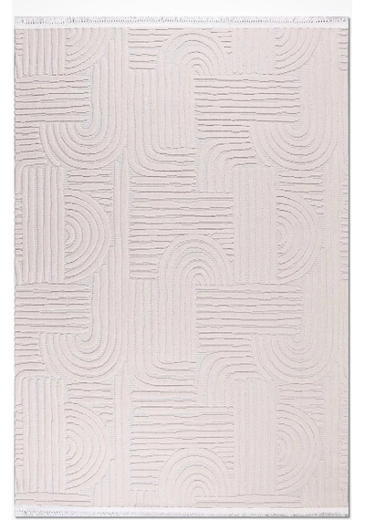 Bespoky Geometrik Modern Salon Halısı Krem - Ekru - Ty07k