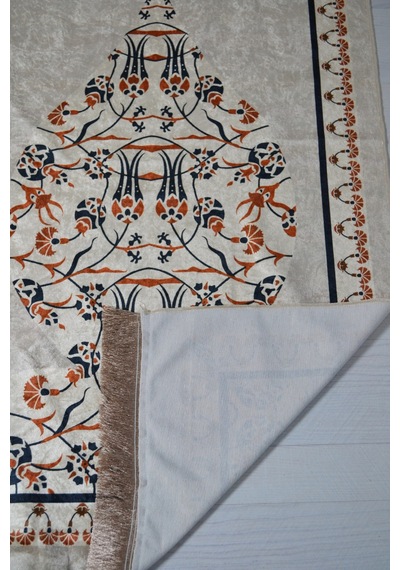 Çantalı Fermuarlı Desenli Seccade Kp001 Krem