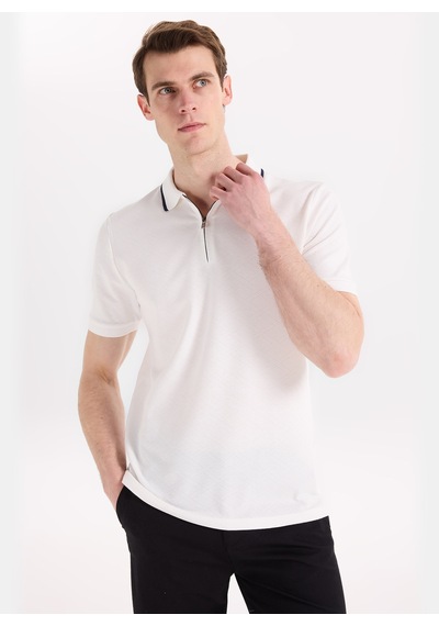 Fabrika Kırık Beyaz Erkek Slim Fit Polo T-shirt F6sm-tst 2057