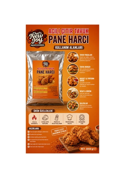 Acılı Çıtır Tavuk Pane Harcı 3000 Gr Acılı Kaplama Harcı
