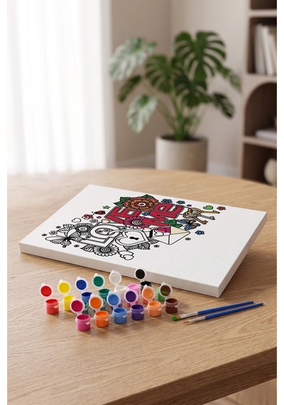 Love Desenli Mandala Ahşap Boyama Seti 40x50 Cm