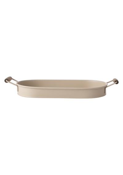 Mudo Home Vetra Oval Tepsi Bej 44x22 Cm