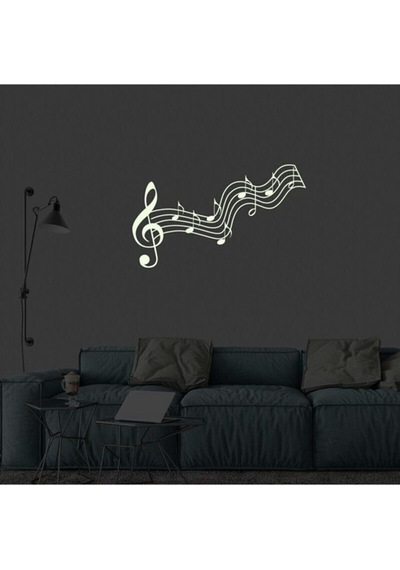 Dez Karanlıkta Parlayan Müzik Notaları Fosforlu Sticker 60x100 Cm