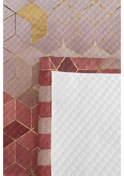 Geometrik Pudra Genç Odası Tek Kişilik Pike Takımı - Modern Gold 160x220 Cm Kapitone Yatak Örtüsü Kırık Harmoni Masalı