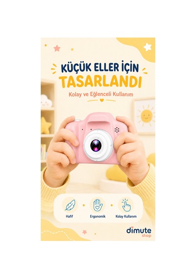 Renkli Çocuk Kamerası Taşınabilir Mini Dijital Fotoğraf Makinesi Hediyelik Çocuk Kamerası Pembe - 744100309