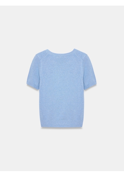 Dilvin 10779 Bisiklet Yaka Kısa Kollu Triko Bluz-a.indigo M