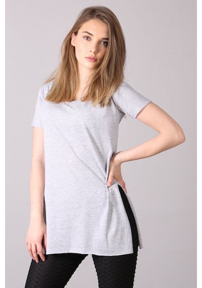 Madmext Mad Girls Gri V Yaka Salaş Kadın Tişört Mg310-gri Gri