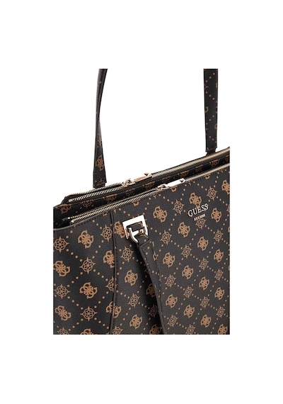 Guess Kadın Monogram Desenli Çok Bölmeli Tote Çanta - Kahverengi Kahverengi