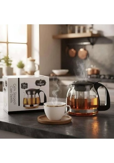 Çelik Süzgeçli Cam Demlik, Arçelik K 3282 C Çay Makinesi İle Uyumlu