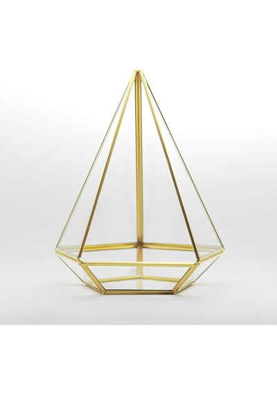 27x21x21cm Pirinç Gold Geometrik Teraryum Cam Fanus Takı Aksesuar Çikolata Kutusu
