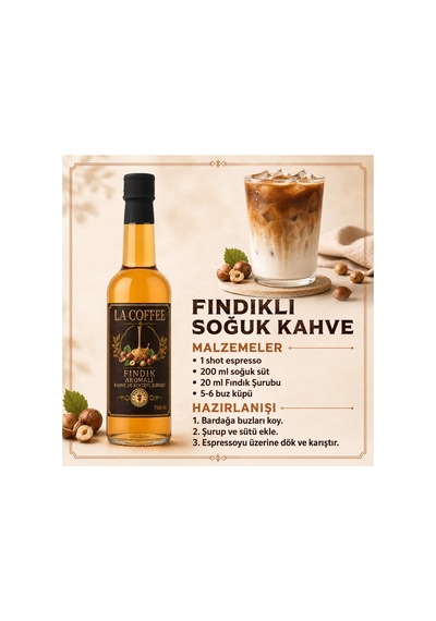 La Coffee Fındık Aromalı Kahve Ve Kokteyl Şurubu 750 Ml - %100 Pancar Şekerli Diğer