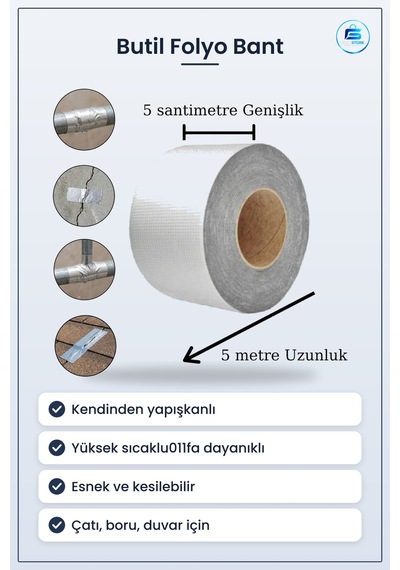 Su Geçirmez Butil Folyo Bant Çatı Boru Duvar Çatlak Onarıcı Yükse