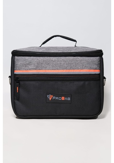 Probag Termal İzolasyonlu Kamp Ve Piknik Yemek İçecek Taşıma Çantası, Soğutucu Buzluk Çanta 12 Litre Siyah - Turuncu