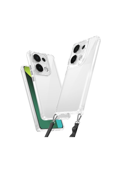 Xiaomi Redmi Note 13 Pro 4g Kılıf Airbagli Takılabilir Askı Aparatlı Zore Snap Silikon Kapak Seffaf