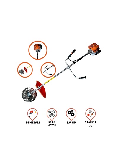 Yan Tip Benzinli 58 Cc 5.9 Hp Motorlu Ot Çalı Tırpanı Ultra Profesyonel