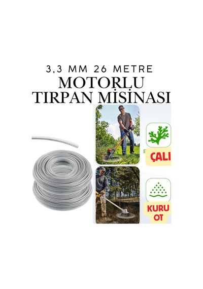Klc Motorlu Tırpan Misinası Çelik Telli Yuvarlak 3.5 Mm 23 Metre Çim Ot Biçme Teli Güçlü Profesyonel