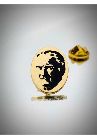 Yörük Tasarım Atatürk Altın Kaplama Döküm Yaka Rozeti Altın
