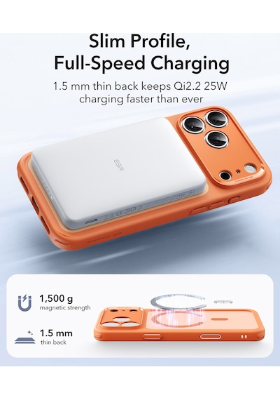 Esr Apple Uyumlu iPhone 17 Pro Kamera Kontrollü Manyetik Hibrit Kılıf Turuncu