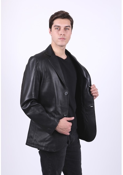 New Zaya Leather Erkek Blazer Deri Ceket Hakiki Deri Siyah