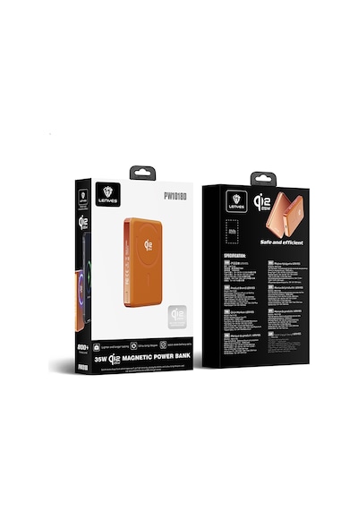 Lenyes Pw1018d 35w Dijital Led Göstergeli Qi2 Teknolojili Wireless Powerbank 25w 10000mah Turuncu