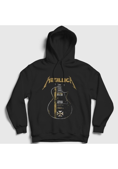 Presmono Unisex Guitar Metallica Kapüşonlu Sweatshirt Siyah